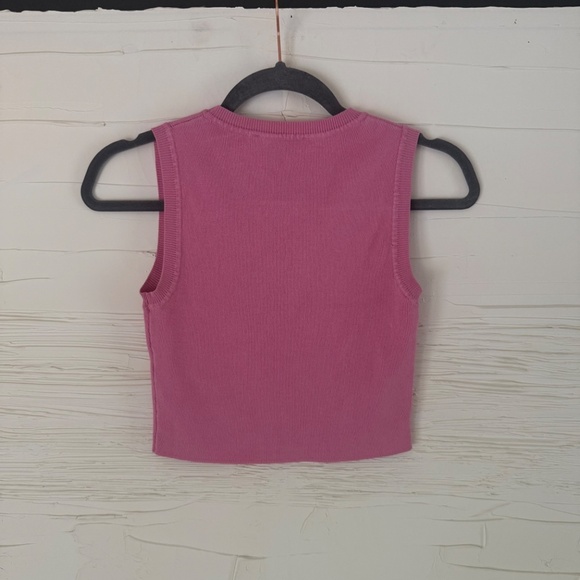 Zara | Size M | Pink Sleeveless Knit Crop Top - Picture 4 of 6
